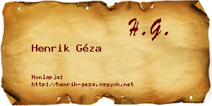 Henrik Géza névjegykártya